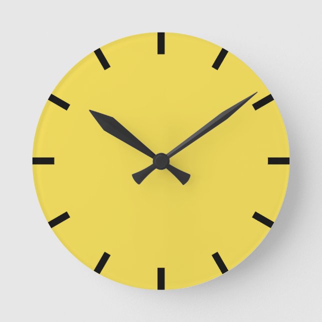Minimalism Black  Home  Urban Yellow Lemon Canary Round Clock (Front)
