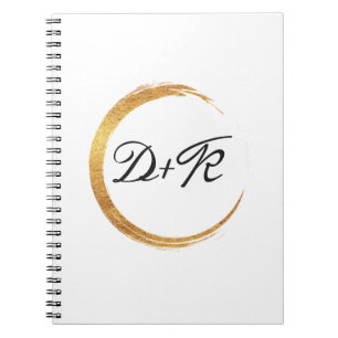 Minimalism Black White Gold Initials Monogram Name Notebook