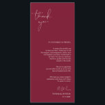 Minimalism Burgundy Script Place Setting Thank You Programme<br><div class="desc">(All colours are customisable) Modern Minimalism Script Place Setting Thank You Card. Share the love and show your appreciation to your guests, when they sit down at their seat and read this personalised charming place setting Thank you card. It's a wonderful way to kick off your special day celebration! Please...</div>