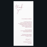 Minimalism Burgundy Script Place Setting Thank You Programme<br><div class="desc">(All colours are customisable) Modern Minimalism Script Place Setting Thank You Card. Share the love and show your appreciation to your guests, when they sit down at their seat and read this personalised charming place setting Thank you card. It's a wonderful way to kick off your special day celebration! Please...</div>