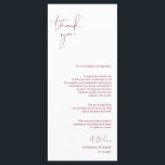 Minimalism Burgundy Script Place Setting Thank You Programme<br><div class="desc">(All colours are customisable) Modern Minimalism Script Place Setting Thank You Card. Share the love and show your appreciation to your guests, when they sit down at their seat and read this personalised charming place setting Thank you card. It's a wonderful way to kick off your special day celebration! Please...</div>