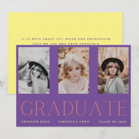 Minimalism Custom Three Photo High School Graduate