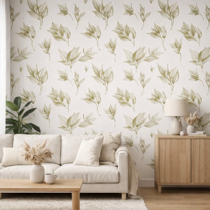 Minimalism Elegant Foliage in Golden Tones Wallpaper