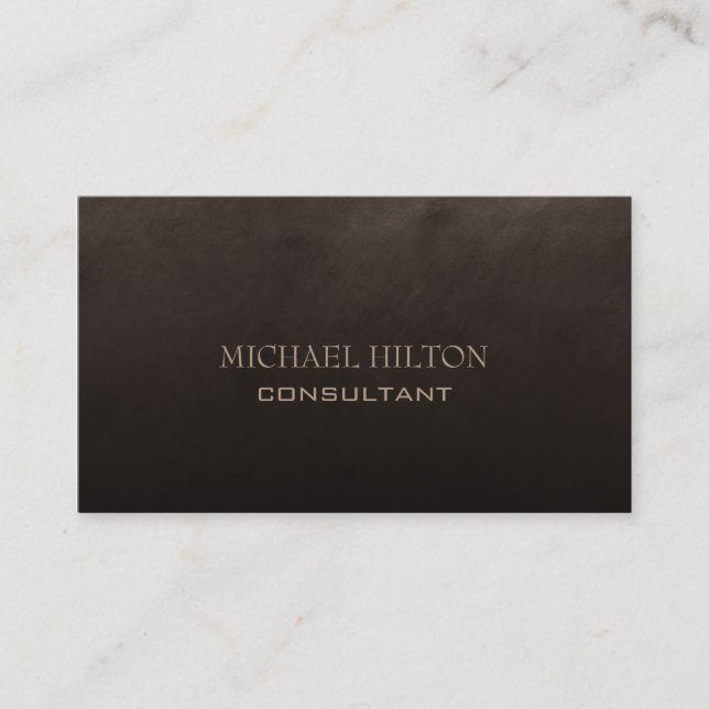 Minimalism elegant plain dark brown texture business card (Front)