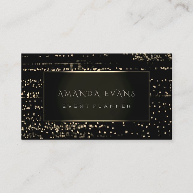 Minimalism Fashion Black Framed Gold Stripes Lux Business Card (Front)