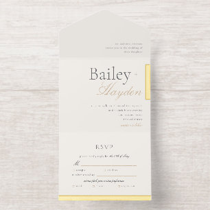 Minimalism Foil Block Wedding All In One Invitation