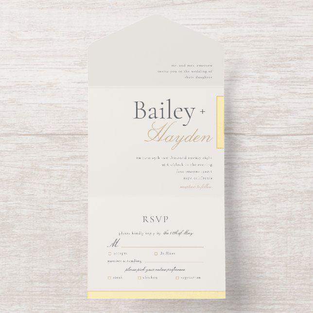 Minimalism Foil Block Wedding All In One Invitation (Inside)
