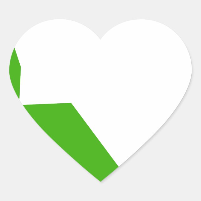 Minimalism Green White Heart Sticker (Front)