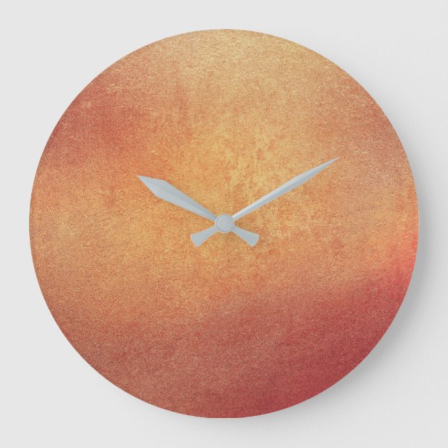 Minimalism Grungy Painting Abstract Gold Brown Large Clock (Front)