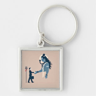 minimalism image of an ordinary person greeting go key ring