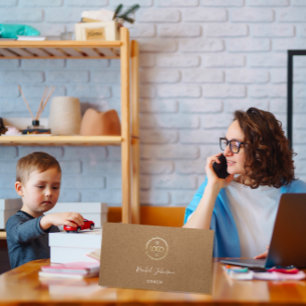 Minimalism Kraft Elegant Couch Therapist Logo Business Card