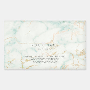 Minimalism Mint Green Gold Grey Marble Vip Rectangular Sticker