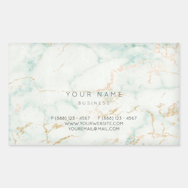 Minimalism Mint Green Gold Grey Marble Vip Rectangular Sticker (Front)