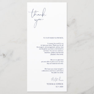 Minimalism Navy Script Place Setting Thank You Programme