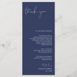 Minimalism Navy Script Place Setting Thank You Programme
