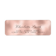 Minimalism Pink Rose Gold Return Address RSVP