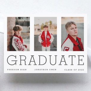 Minimalism Portrait Three High School Graduate Announcement