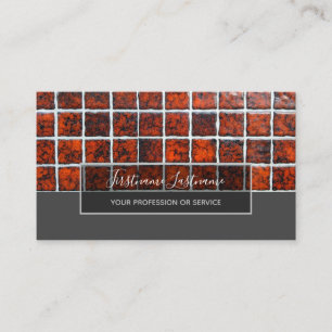 Minimalism red mosaic tiles grey rectangle business card