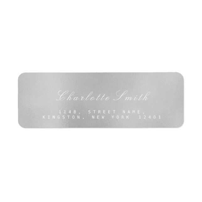 Minimalism Silver Grey Metal Return Address Labels (Front)