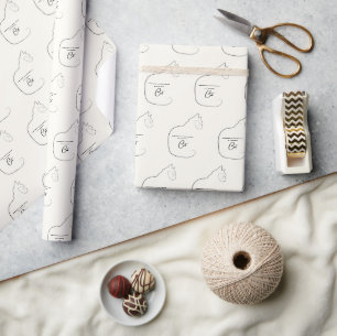 Minimalism Sitting Cat Black & Cream Gift Wrapping Paper