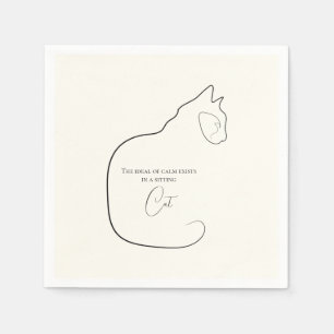 Minimalism Sitting Cat Black & Cream Napkin