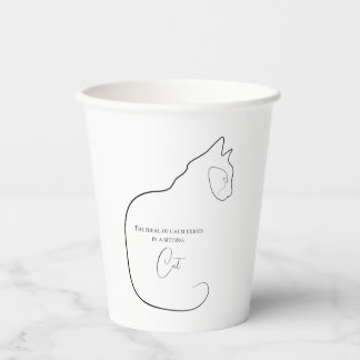 Minimalism Sitting Cat Black & White Paper Cups