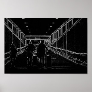 Minimalism Sketch Drawing Airport Travel Poster