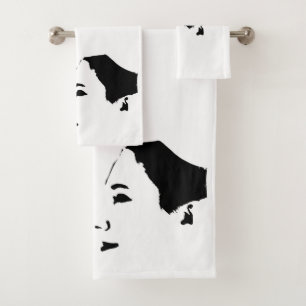 Minimalism Sketch Drawing Woman Lady Girl Bath Towel Set