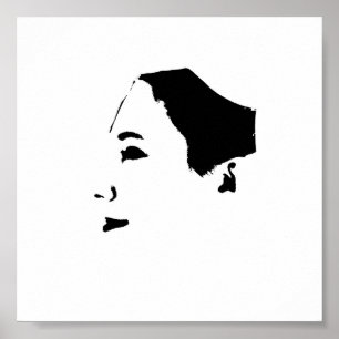 Minimalism Sketch Drawing Woman Lady Girl Face  Poster