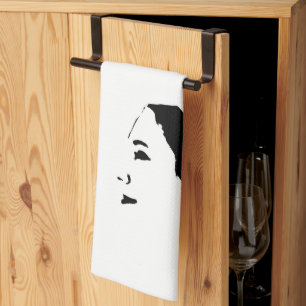 Minimalism Sketch Drawing Woman Lady Girl Tea Towel