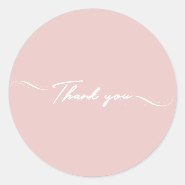 Minimalism Thank You Script White Typography Round Classic Round Sticker (Front)