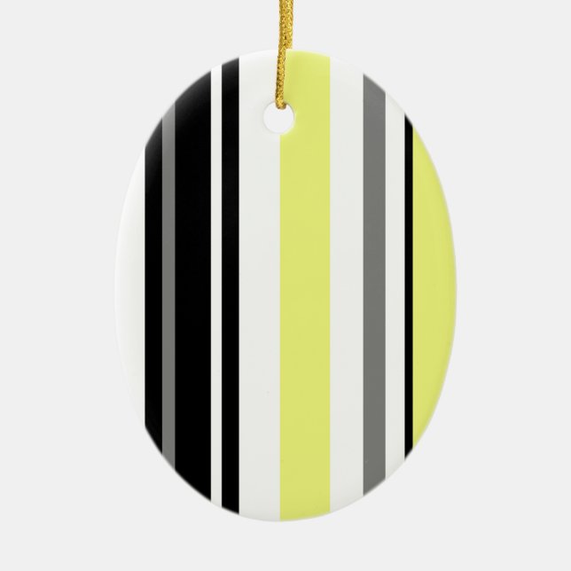 Minimalism Yellow Black Stripes Ceramic Tree Decoration (Front)