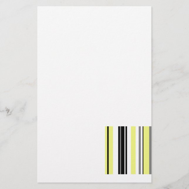 Minimalism Yellow Black Stripes Stationery (Front)