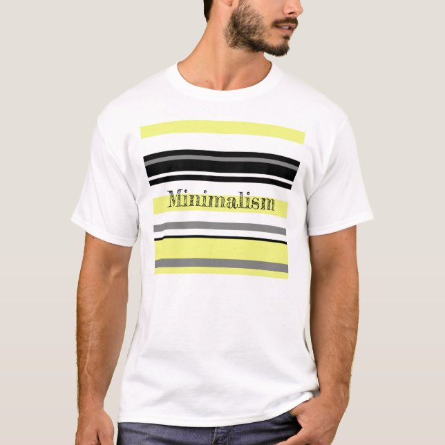 Minimalism Yellow Black Stripes T-Shirt (Front)