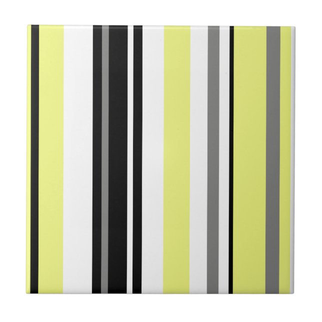 Minimalism Yellow Black Stripes Tile (Front)