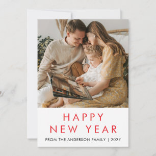 Minimalist 1 Photo New Year Typography Holiday Card