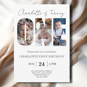 Minimalist 1st Birthday Boy Girl 1st Birthda Party Invitation