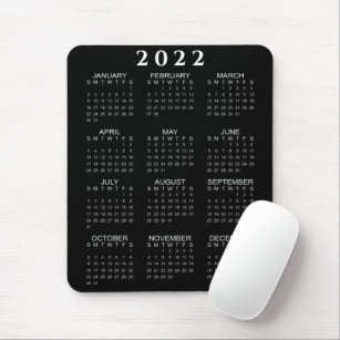 Minimalist 2022 Calendar Black and White Mouse Pad