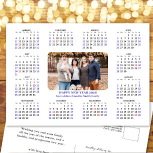 Minimalist 2025 Calendar Modern Family Photo Holiday Postcard