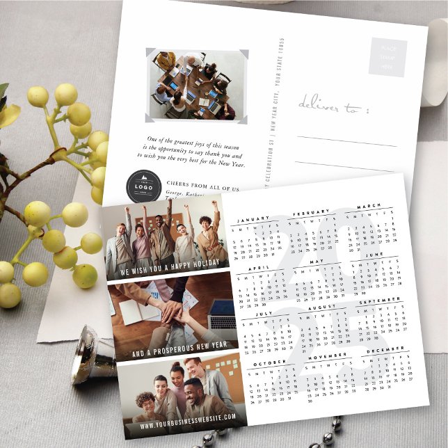 Minimalist 2025 Calendar New Year 3 Photo Collage Holiday Postcard (Minimalist 2025 Calendar New Year 3 Photo Collage Holiday Postcard @ fat_fa_tin)