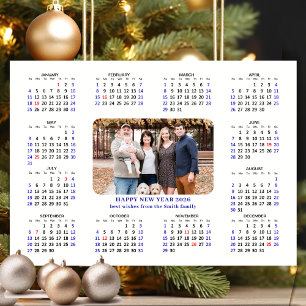Minimalist 2026 Calendar Modern Family Photo Holiday Card