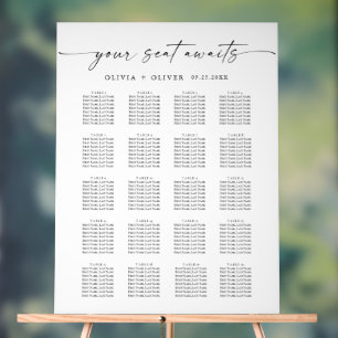 Minimalist 20 table Seating Chart Acrylic Sign