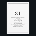 Minimalist 21st Birthday Party Invitation<br><div class="desc">This minimalist 21st birthday party invitation is perfect for a simple birthday party. The modern romantic design features classic black and white typography paired with a rustic yet elegant calligraphy with vintage hand lettered style. Customisable in any colour. Keep the design simple and elegant, as is, or personalise it by...</div>