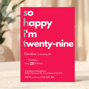 Minimalist 29th Birthday Invitation Modern 29