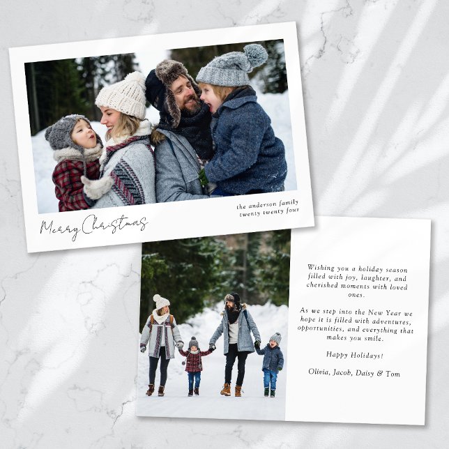Minimalist 2 Photo Calligraphy Merry Christmas Holiday Card (Creator Uploaded)