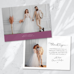 Minimalist 2 Photo Calligraphy Wedding Thank You Card