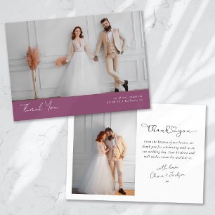 Minimalist 2 Photo Calligraphy Wedding Thank You Card