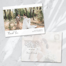 Minimalist 2 Photo Calligraphy Wedding Thank You