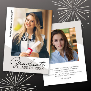 Minimalist 2 Photo Graduation Class of 2026 Announcement