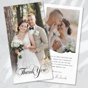Minimalist 2 Photo Hearts Wedding Thank You Card
